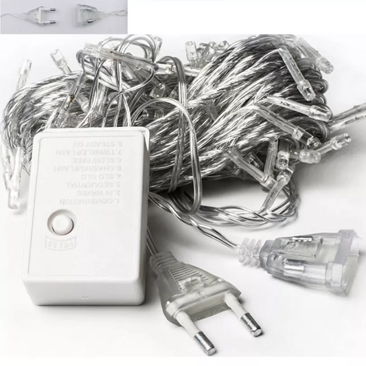 4.8M LED Curtain Icicle String Lights - Color-Changing Christmas Garland with 8 Flashing Modes-0