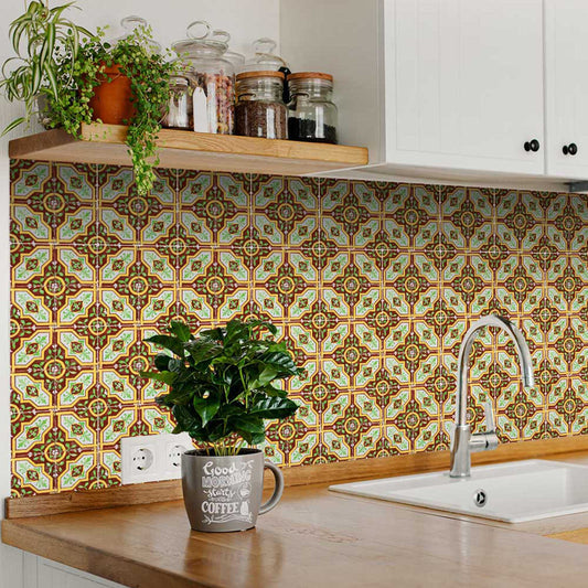 Green and Red Spanish Trendy Peel and Stick Tile Stickers for kitchen renovation Model - H9-1