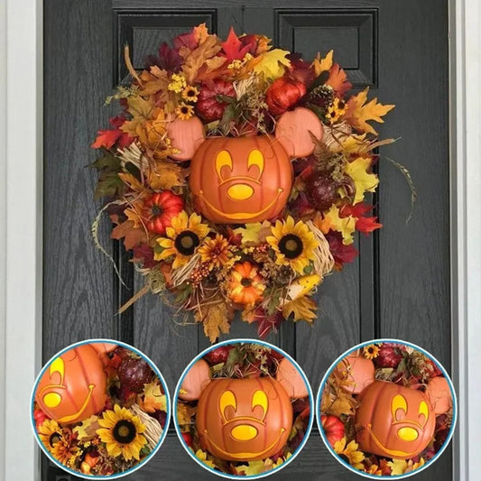 Halloween Pumpkin Mickey Wreath-1