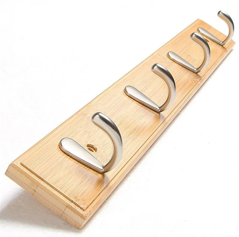 Concise Style Bedroom Furniture Coat Rack Clothes Hanger Hooks Living Room Closet Bamboo Hat Racks Coat Hanger Wall Hook 4 Hooks-1