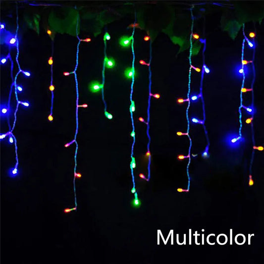 4.8M LED Curtain Icicle String Lights - Color-Changing Christmas Garland with 8 Flashing Modes-1