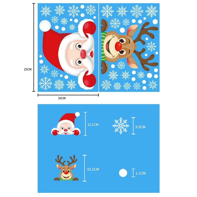 NNEOBA Joyful Christmas Glass Stickers: Festive Home Decor Ornaments-2