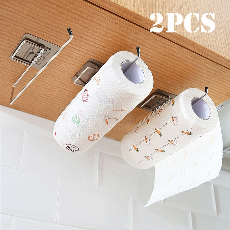 NNEOBA 1/2pcs Hanging Toilet Paper Holder Roll Paper Holder Bathroom Towel Rack Stand Kitchen Stand Paper Rack Home Storage Racks-2