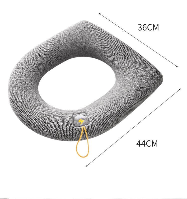 NNEOBA Winter Warm Toilet Seat Cover Closestool Mat 1Pcs Washable Bathroom Accessories Knitting Pure Color Soft O-shape Pad Bidet Cover-4