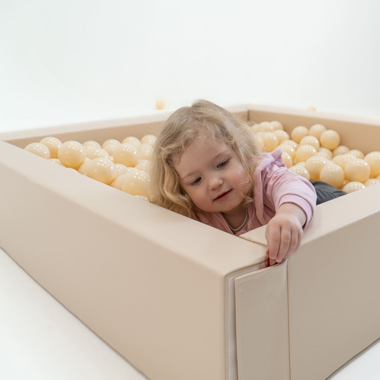 Soft Play Bundle - Beige Ball Pit with a Wedge and Steps-2