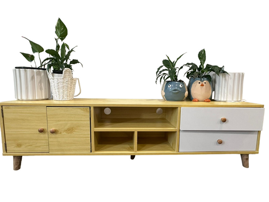 Two-Doors, Two-Drawers Wooden TV Cabinet-1
