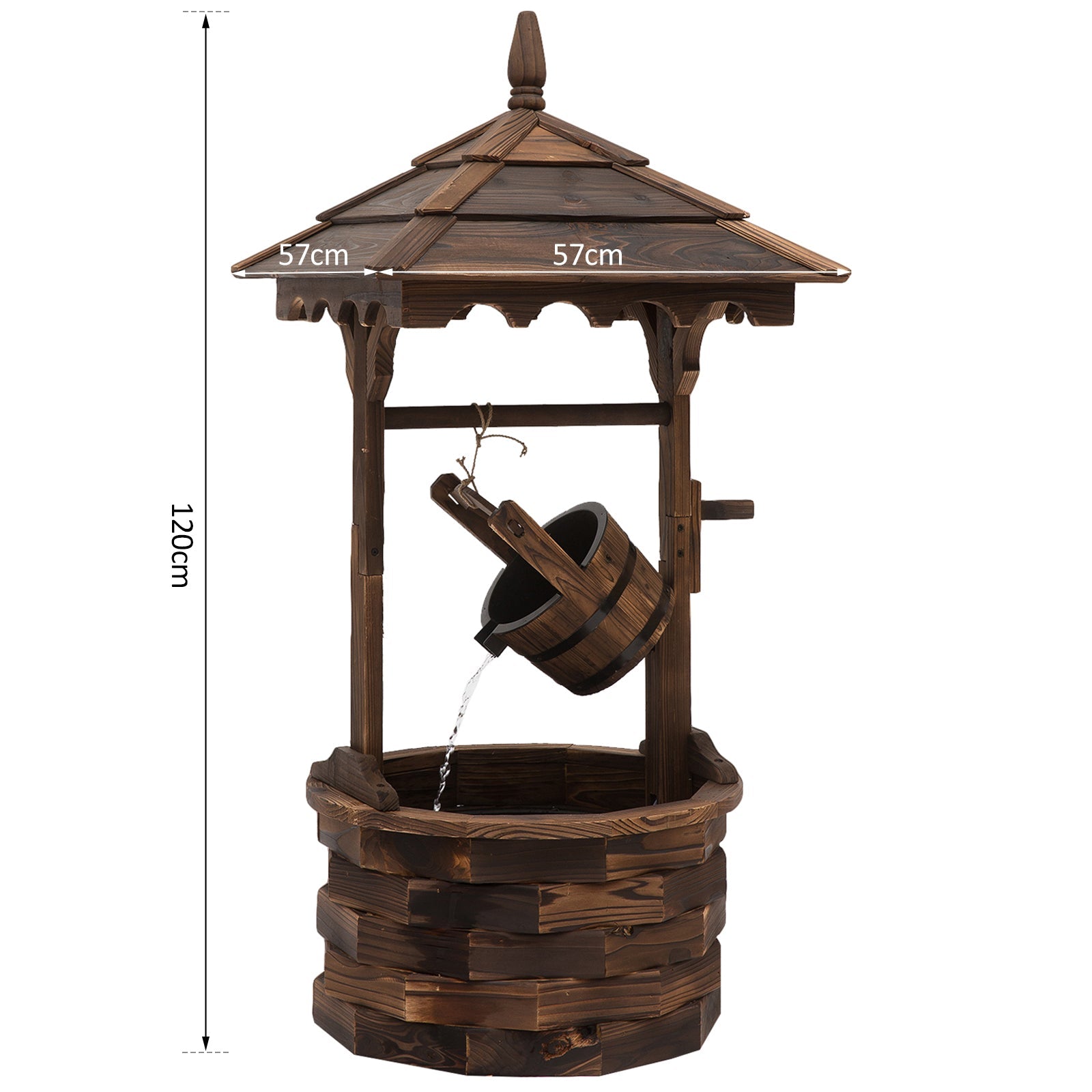 Fir Wood Outdoor Garden Wishing Well Waterfall Feature-2