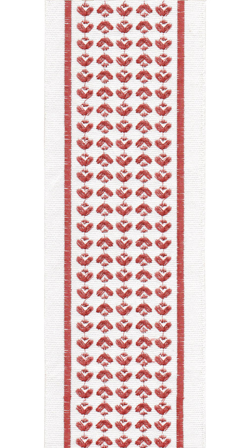 Embroidered Flame Stitch Trim | 10cm Wide Cotton Canvas | Boho Design for Curtains, Cushions & Crafts-0