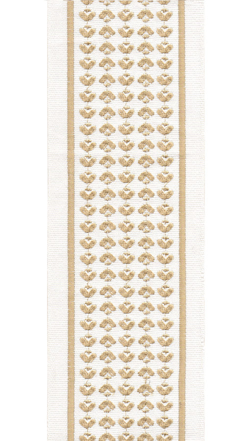 Embroidered Flame Stitch Trim | 10cm Wide Cotton Canvas | Boho Design for Curtains, Cushions & Crafts-2
