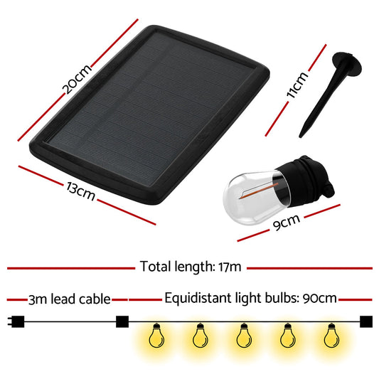 NNEDSZ 17m Solar Festoon Lights Outdoor LED String Light Christmas Party Decor 2pcs-1