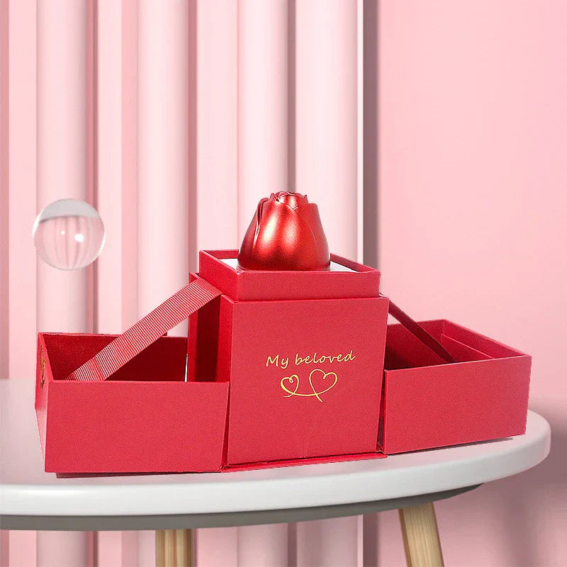 Lifting Rose Gift Box Jewelry Display for Women-2