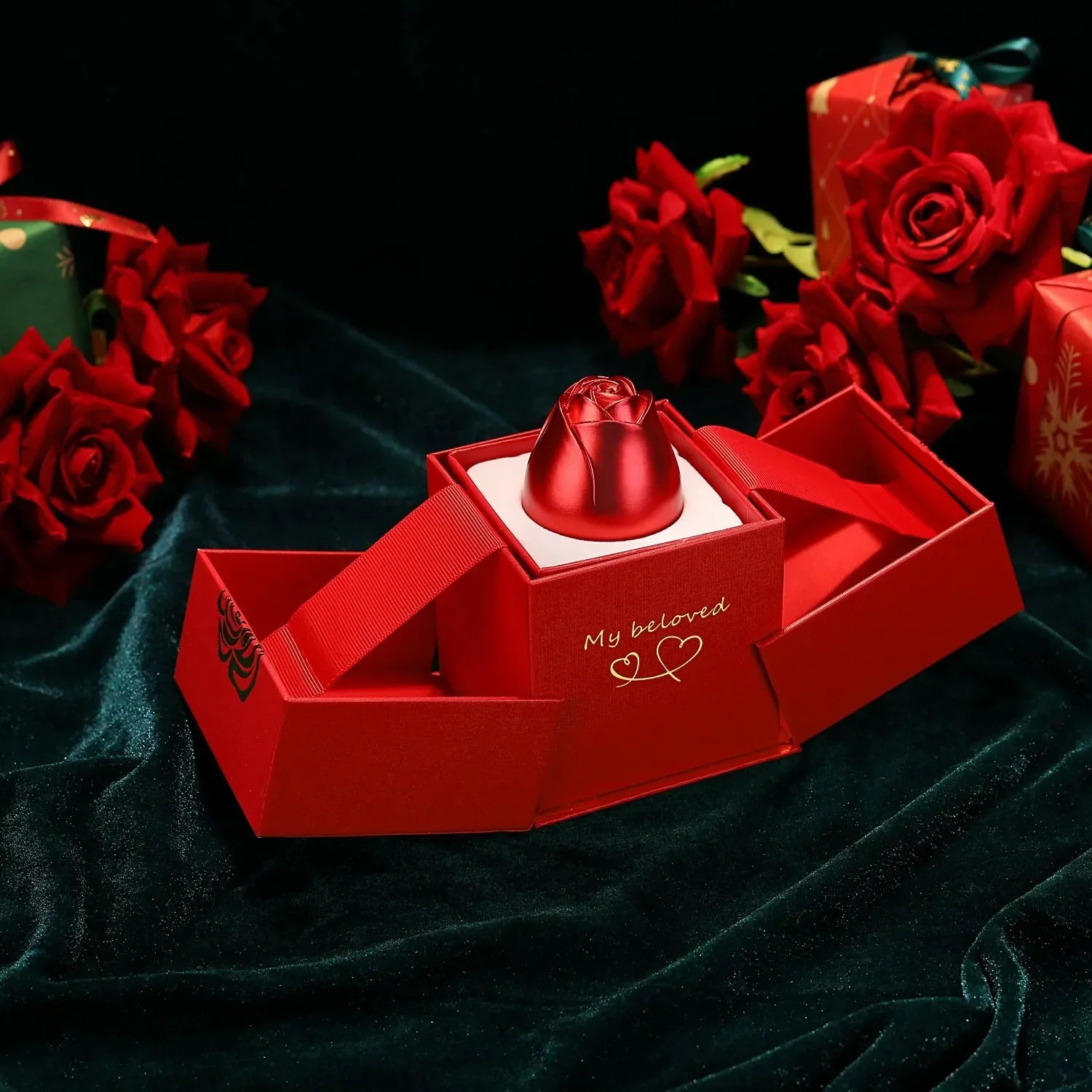 Lifting Rose Gift Box Jewelry Display for Women-4