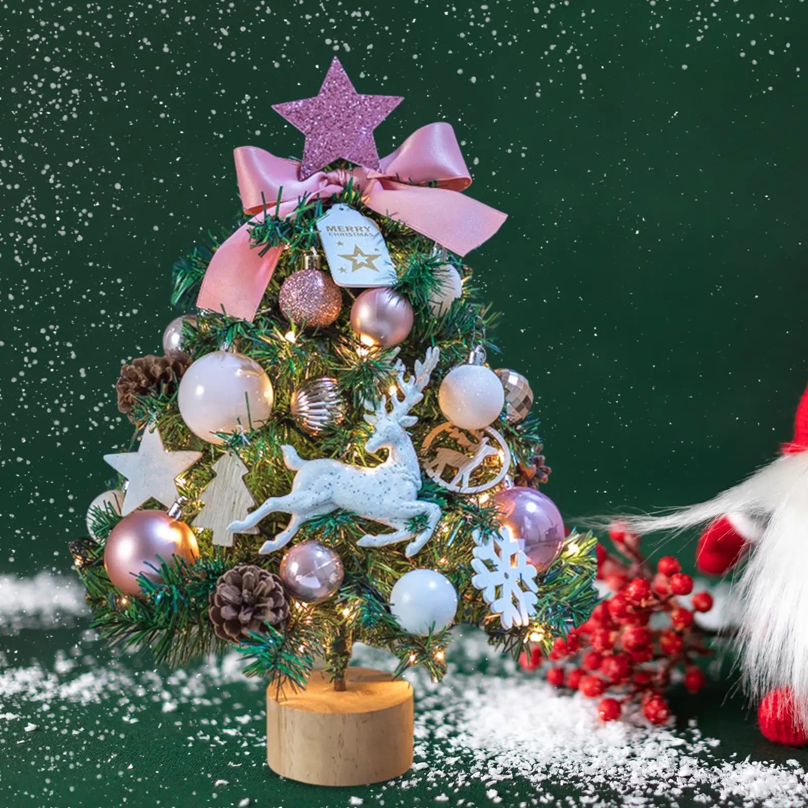 Mini Christmas Tree with Lights for Tabletop Decor-2