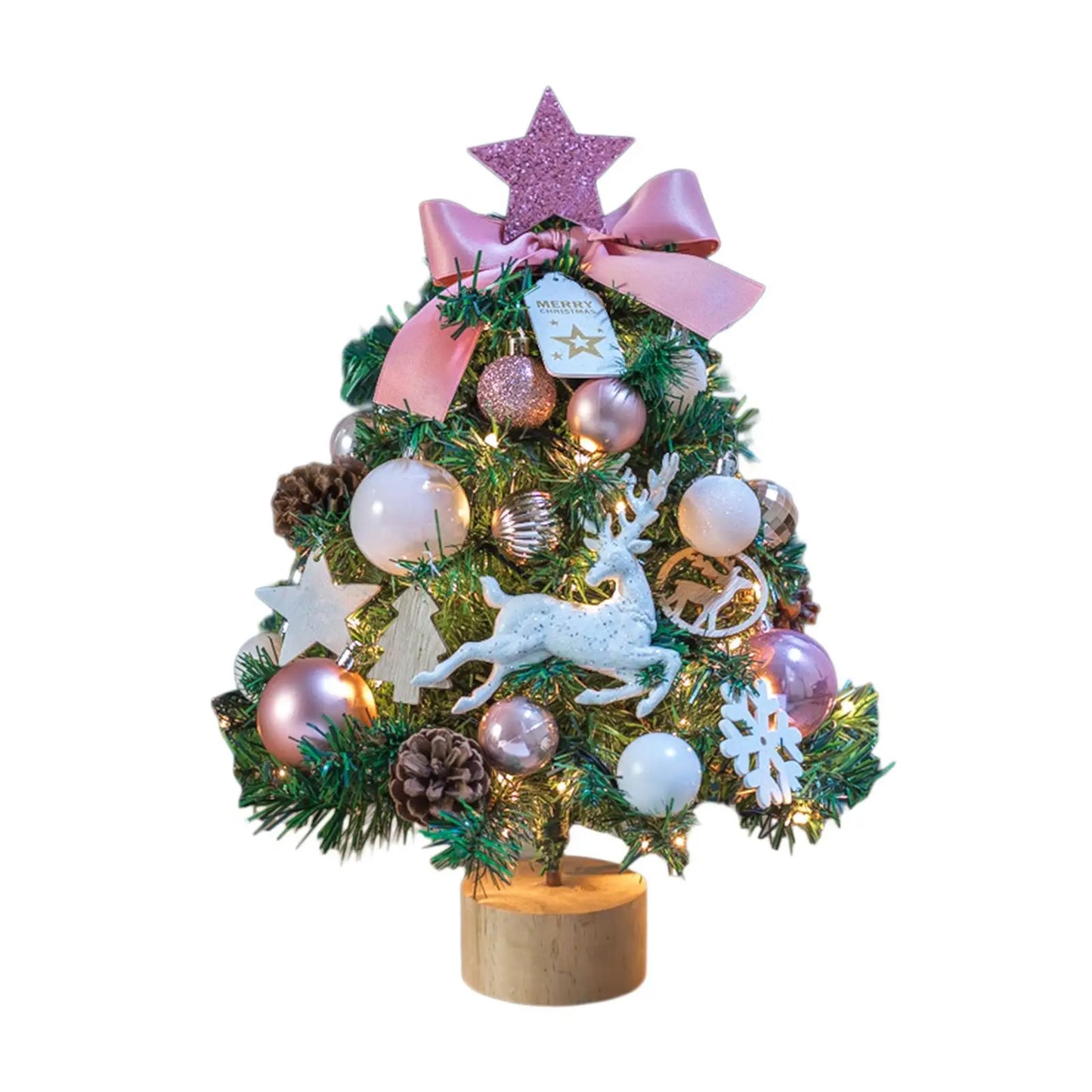 Mini Christmas Tree with Lights for Tabletop Decor-3