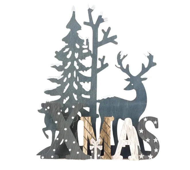 NNEOBA Wooden Reindeer Christmas Ornaments for Home Decor(60pcs )-0
