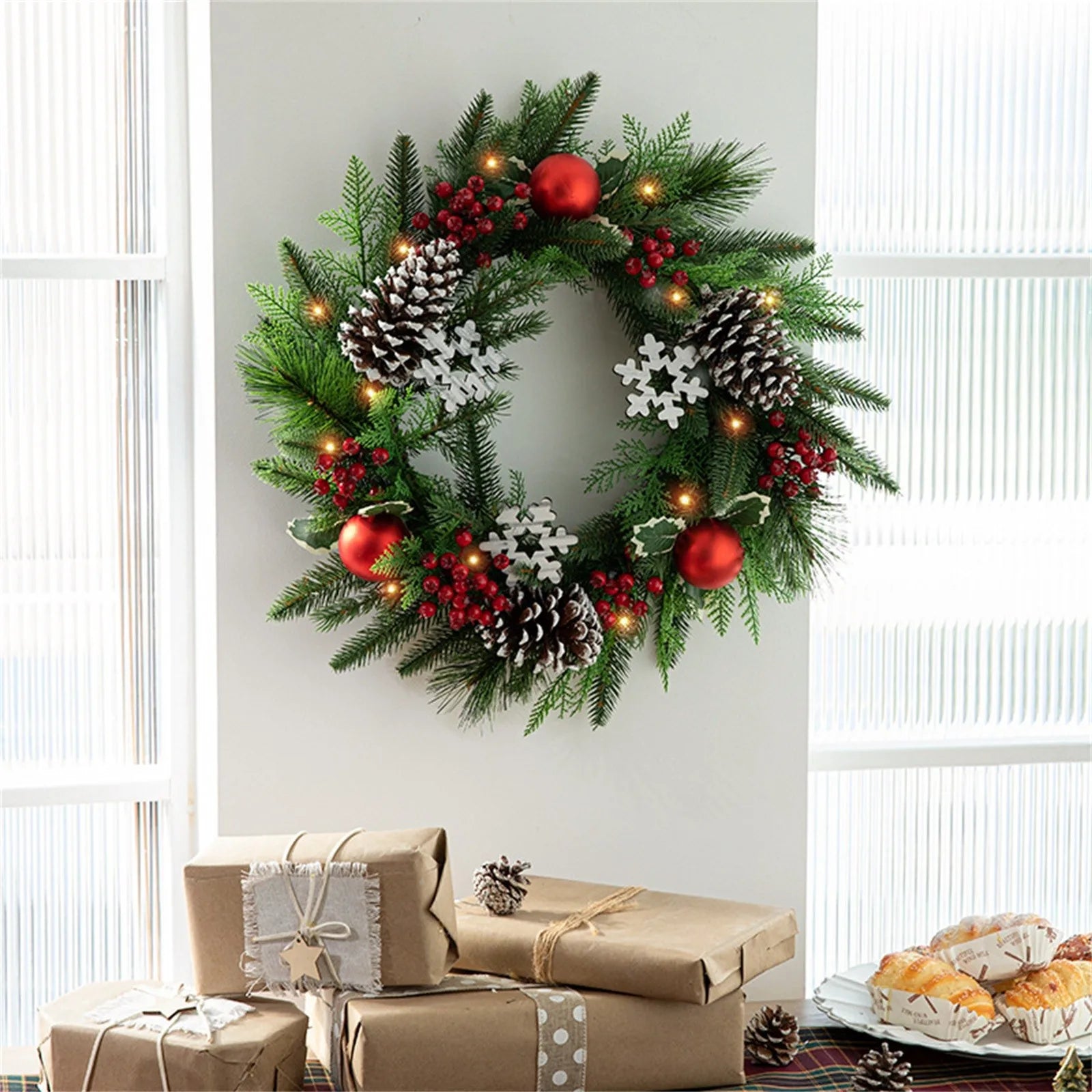 NNEOBA Artificial Christmas Wreath Door Hanging Decor-2