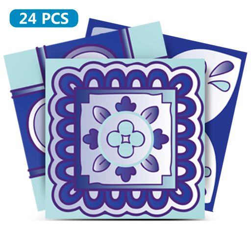 Blue backsplash removable Tile Stickers renters friendly vivid color Model - M7-0