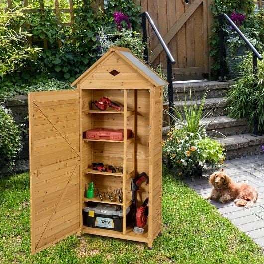 Wooden Outdoor Lockable Garden Tool Storage-0