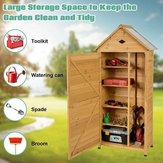 Wooden Outdoor Lockable Garden Tool Storage-1