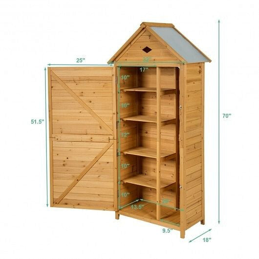 Wooden Outdoor Lockable Garden Tool Storage-2