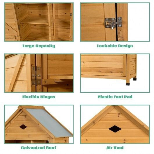 Wooden Outdoor Lockable Garden Tool Storage-3