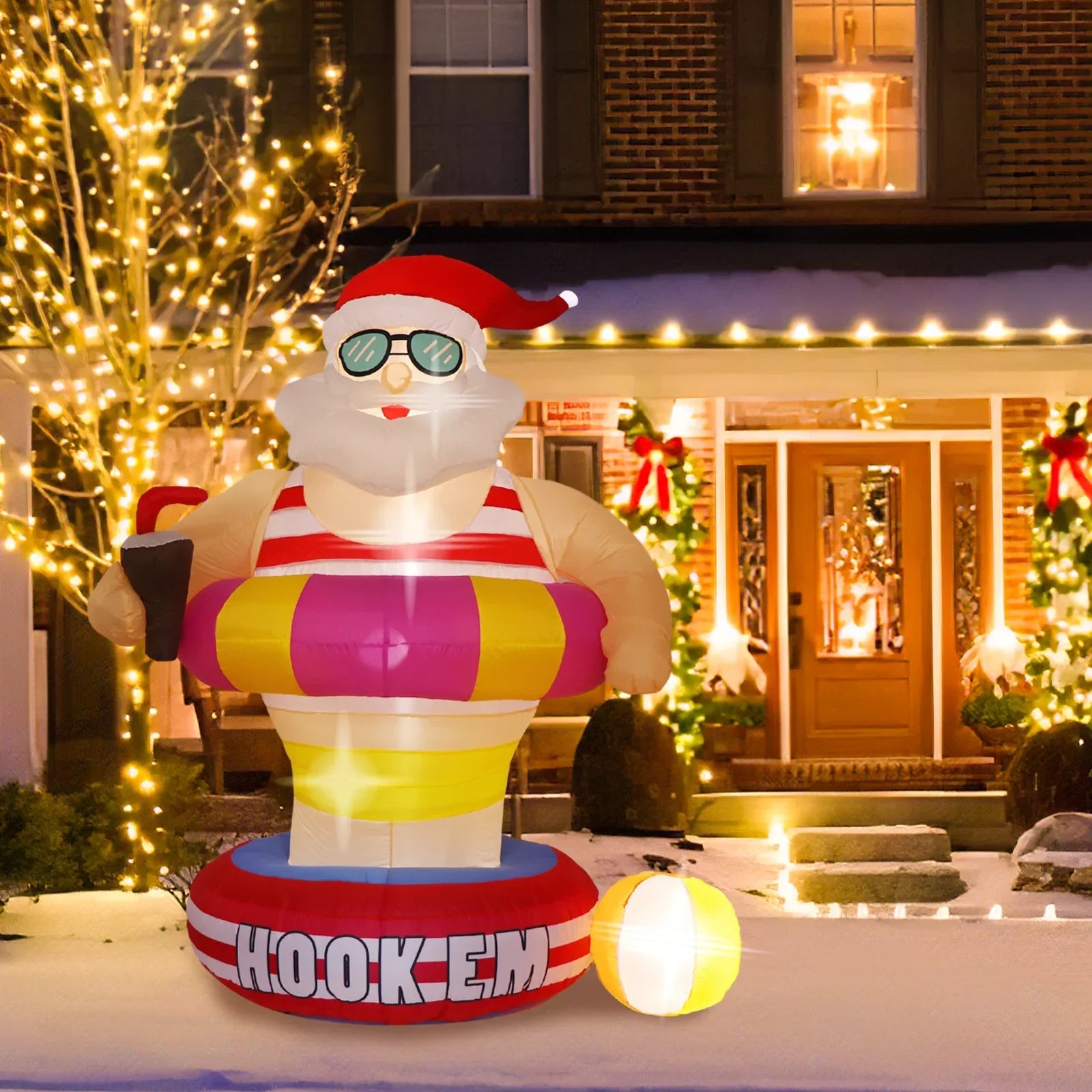 Christmas Hawaii Santa Inflatable Yard Decor LED-4