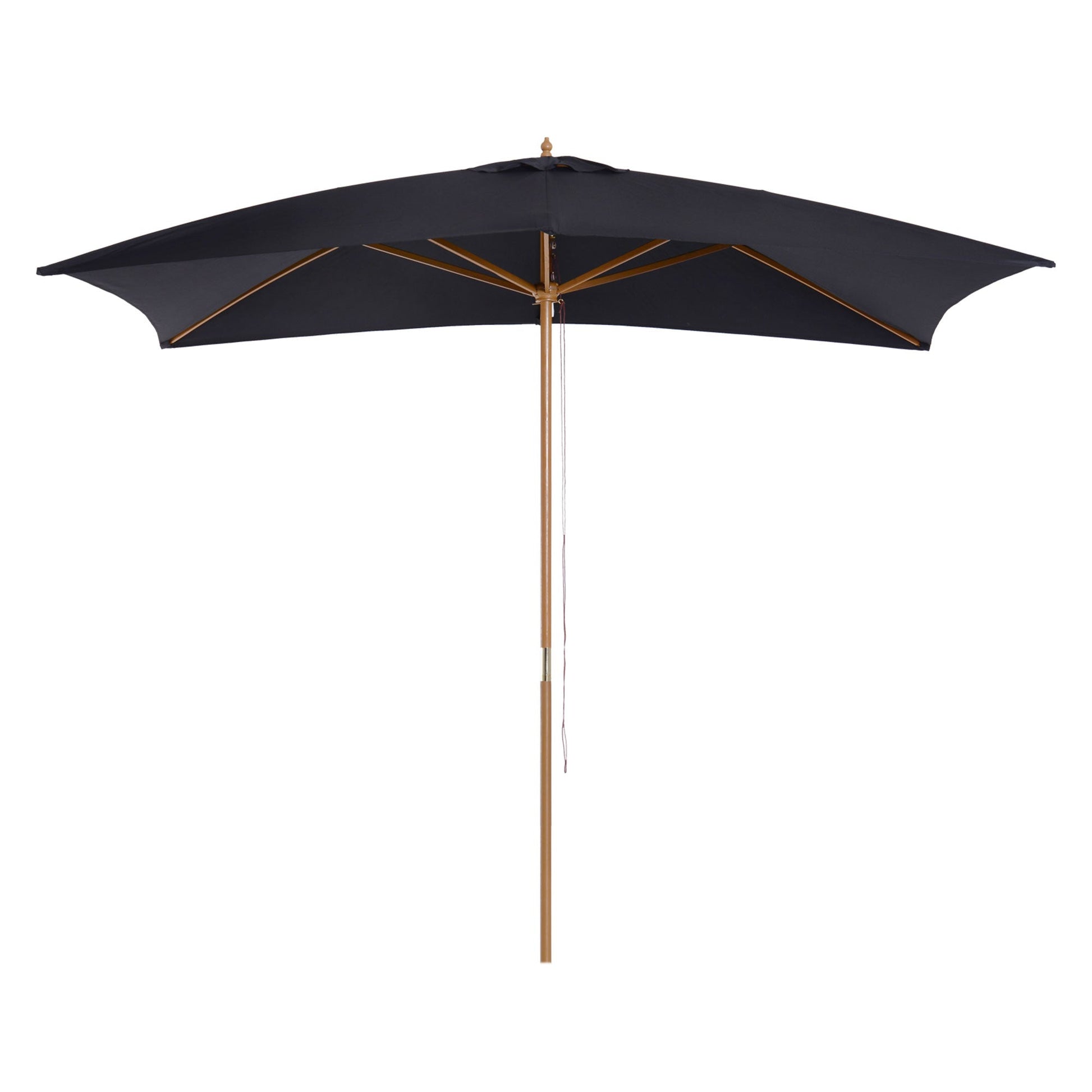 Wooden Garden Patio Parasol Umbrella with Vent - Black-0