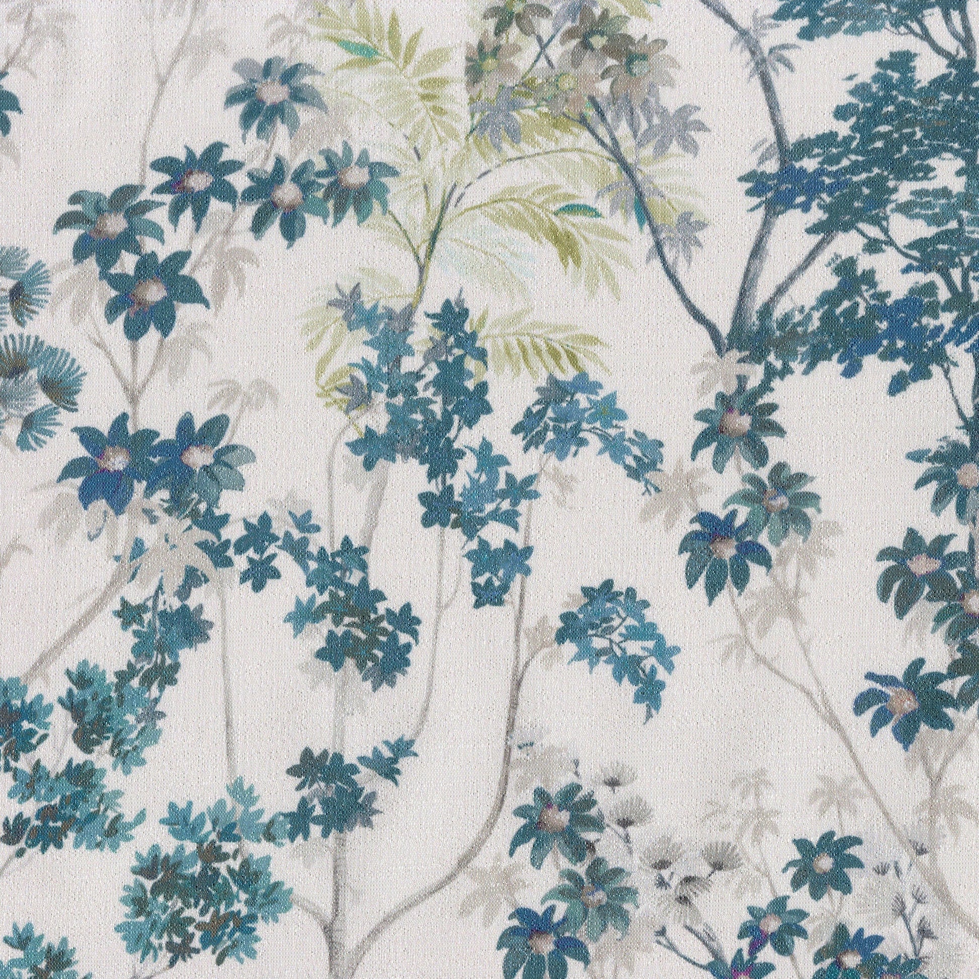 Elegant Hand Painted Floral Linen Cotton Curtains - UK Made to Measure Pinch Pleated Window Drapes-4