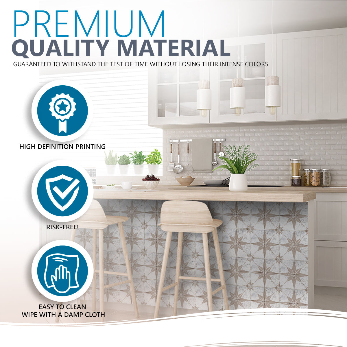 Gray Star Design Vintage bathroom backsplash durable stickers Model  - R93-4