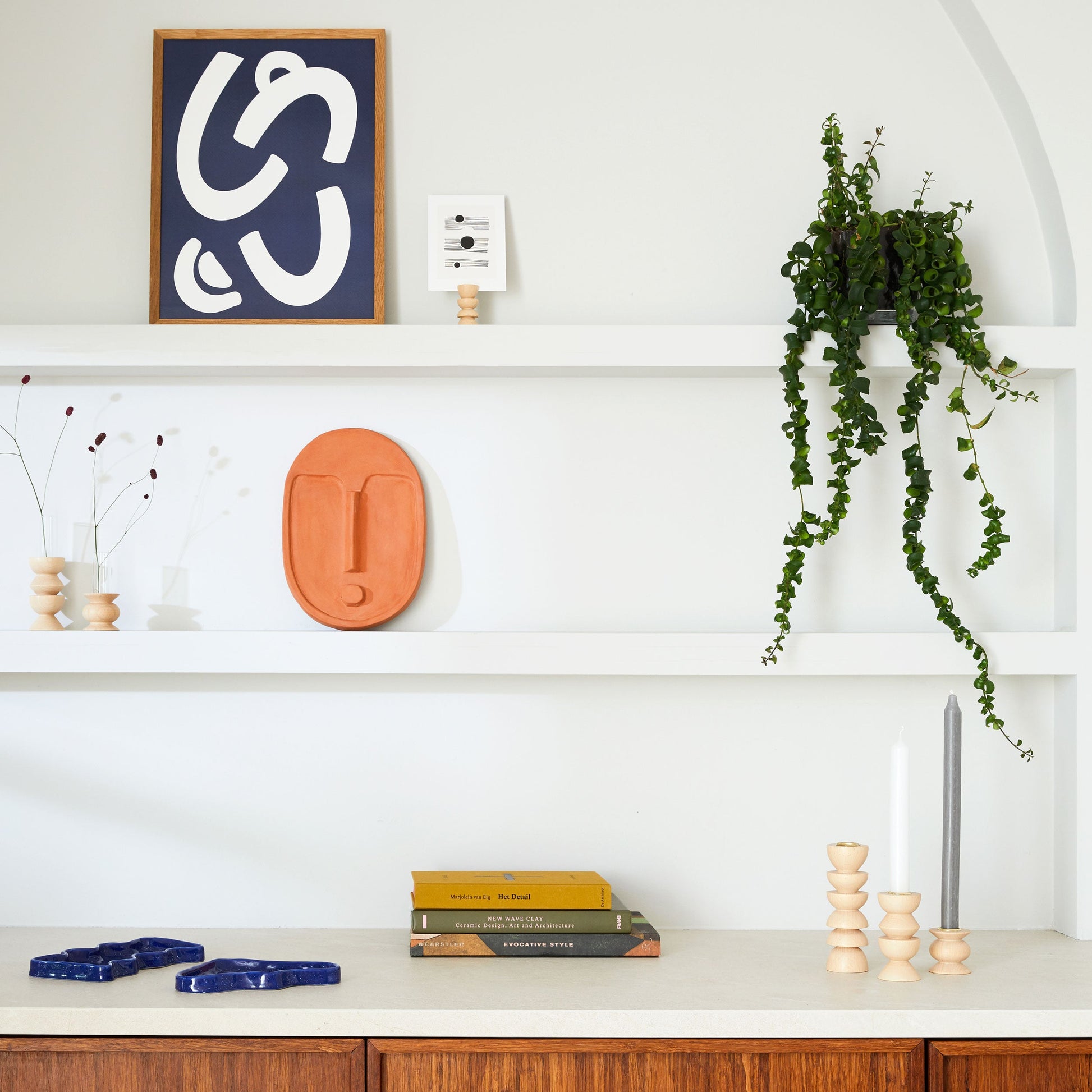 Ceramic Decorative Wall Mask - Terracotta Orange-4