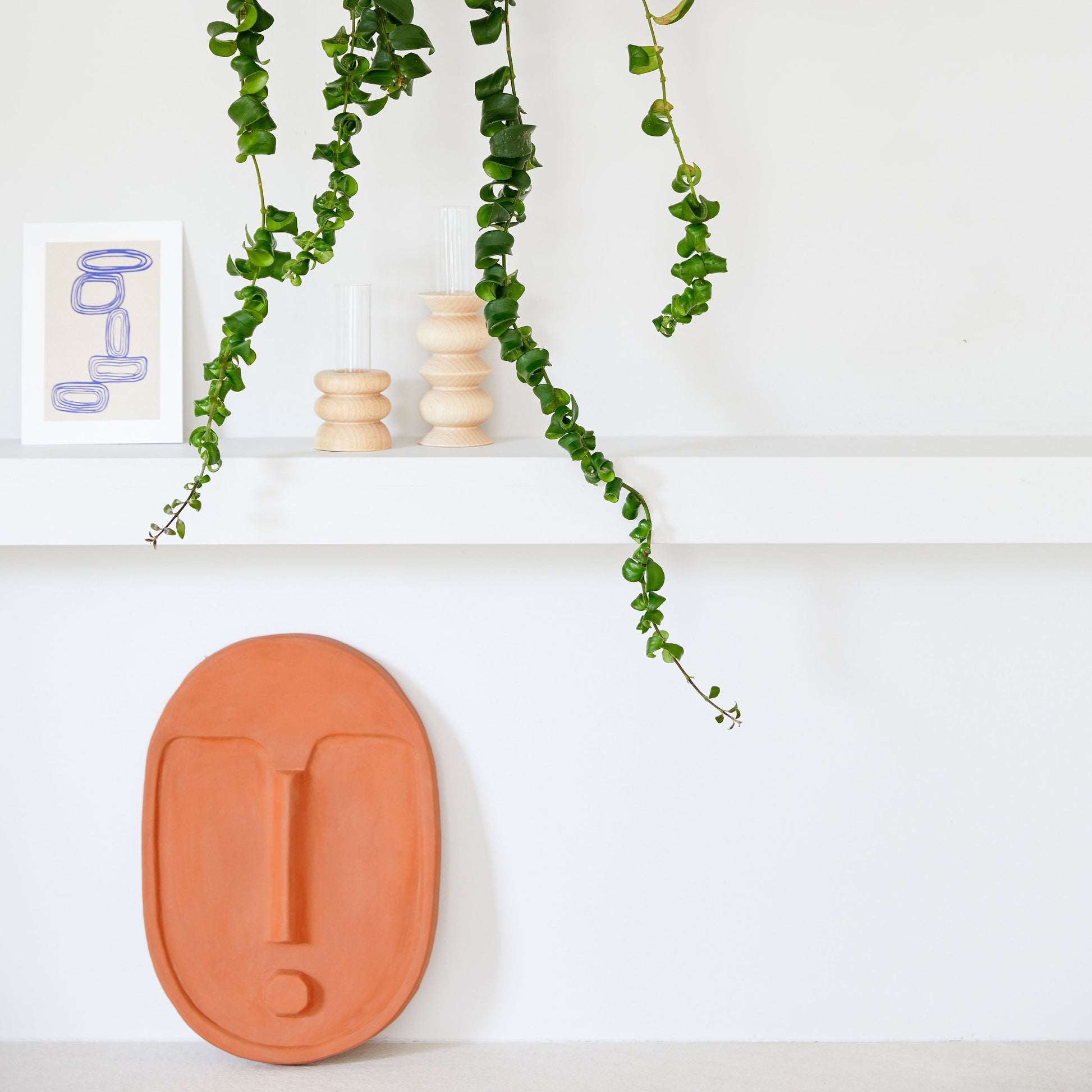 Ceramic Decorative Wall Mask - Terracotta Orange-1