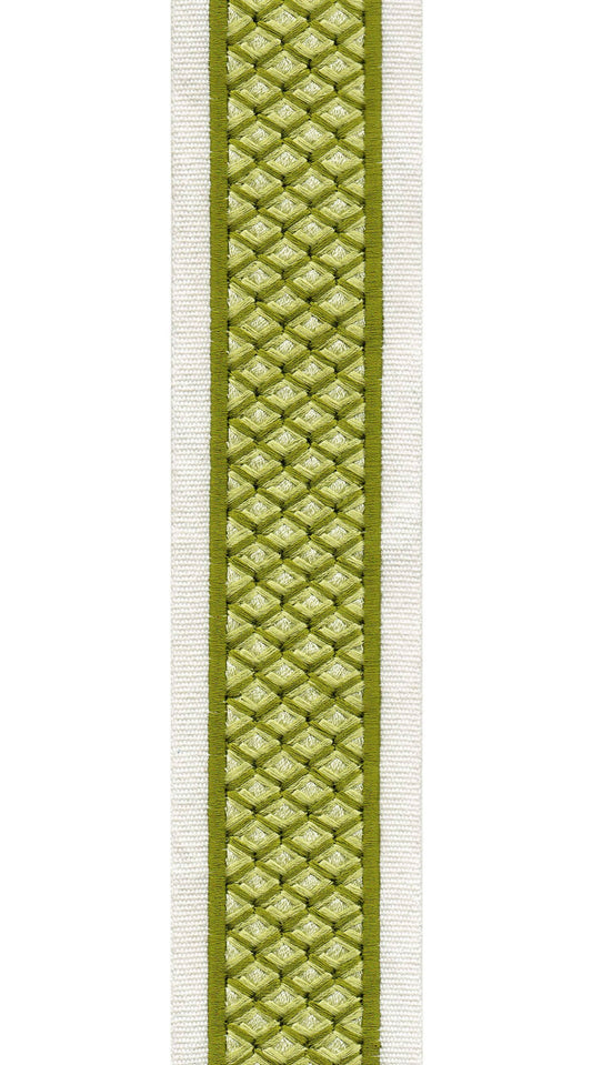 Woven Cotton Canvas Trim | 2.5 Inch / 6.35cm Textured Geometric Border Tape | By The Metre-0