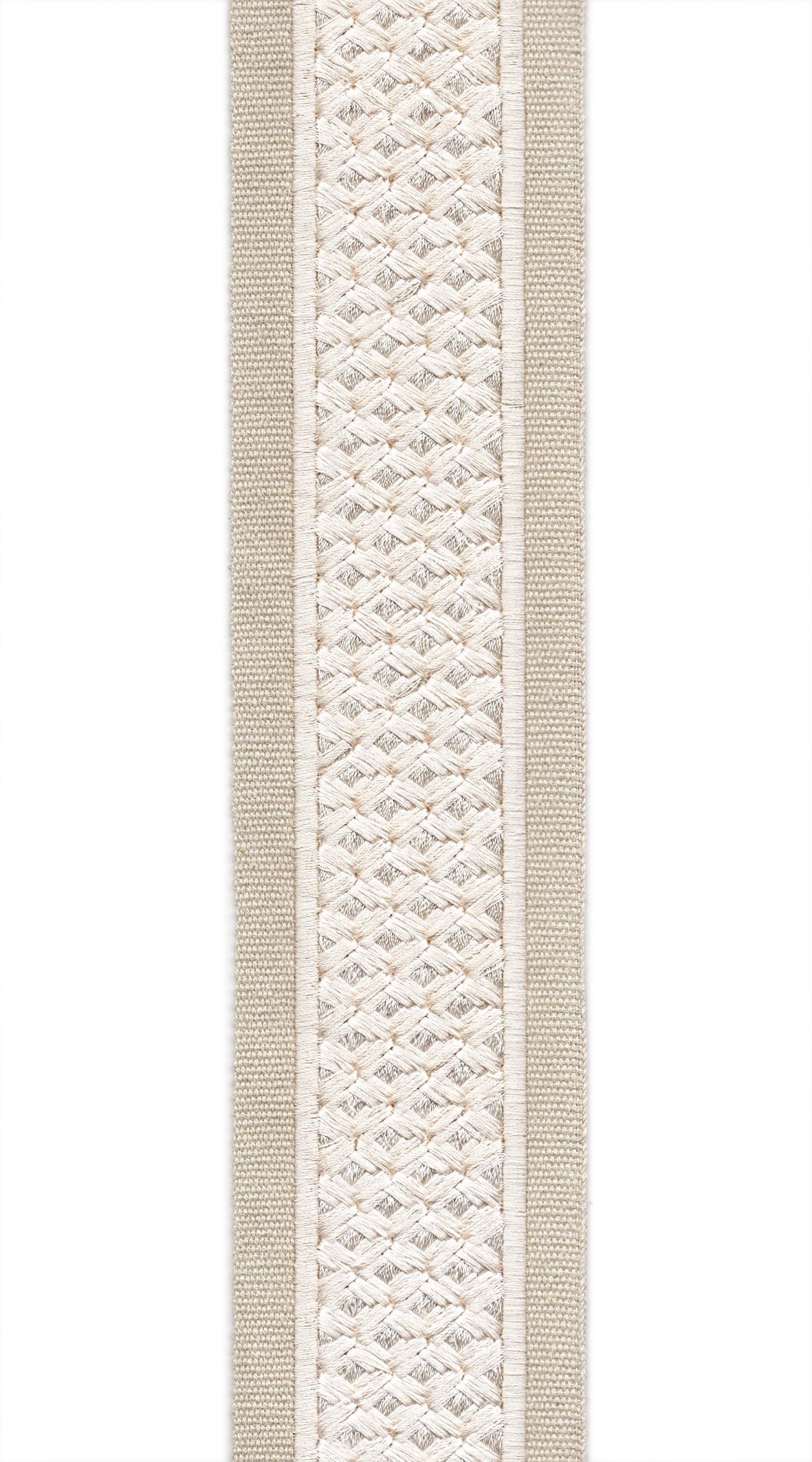 Woven Cotton Canvas Trim | 2.5 Inch / 6.35cm Textured Geometric Border Tape | By The Metre-6