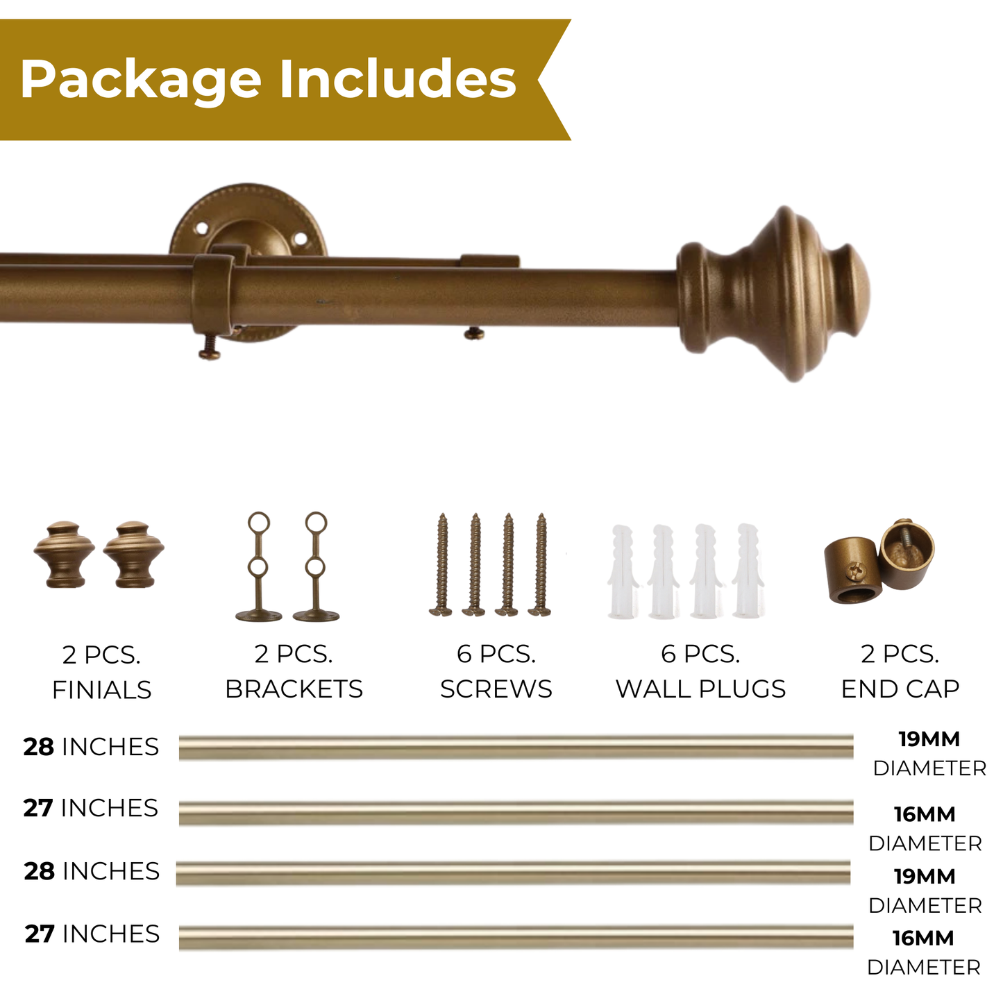 Bronze Double Curtain Pole | Ball Finials | Rustproof | 25KG Load | Modern Style-4