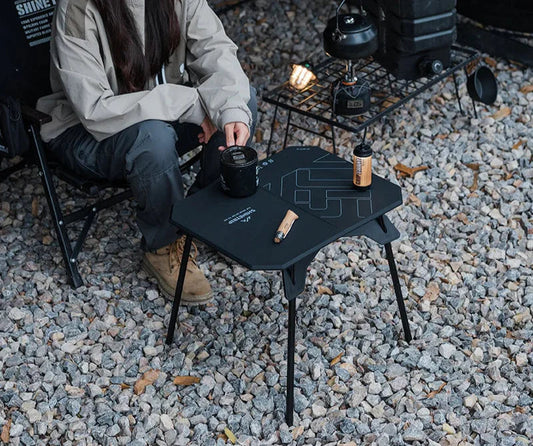 Ultralight Dual-Purpose Camping Adjustable Folding ABS Table Blac-1