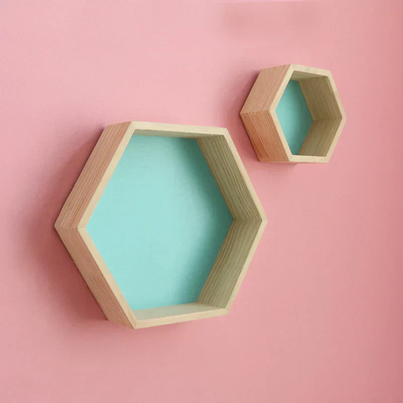 Children Nordic Hexagon Wall Shelves-3