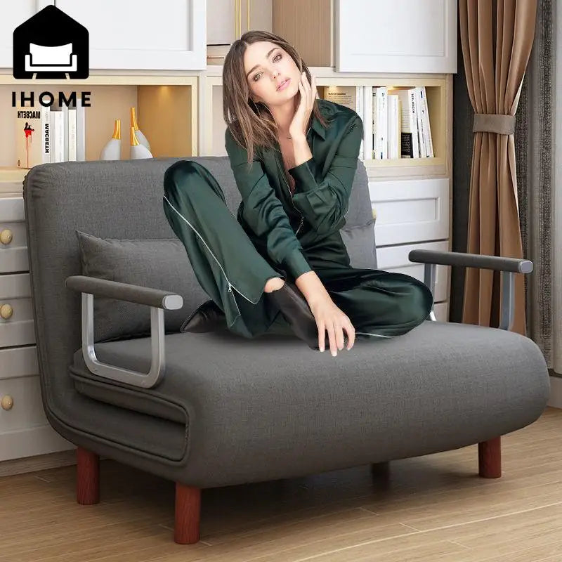 65CM Grey Simple Folding Sofa Bed - Easy Assembly & Durable Comfort-3