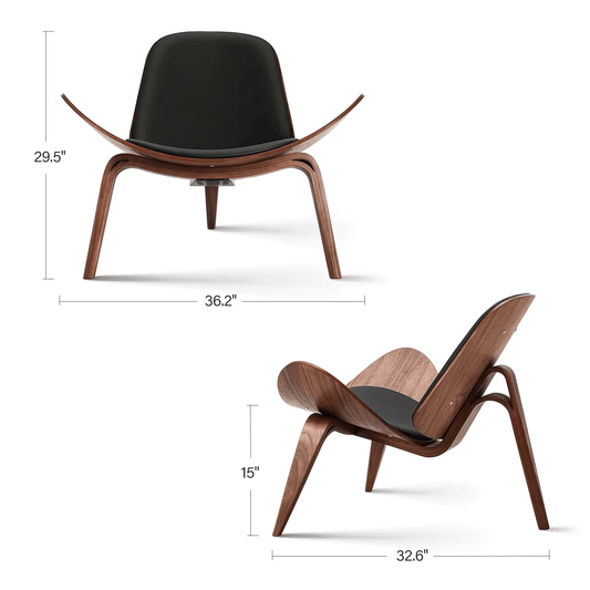 Mid-Century Modern Nordic Design Shell Chair in Black Walnut-1