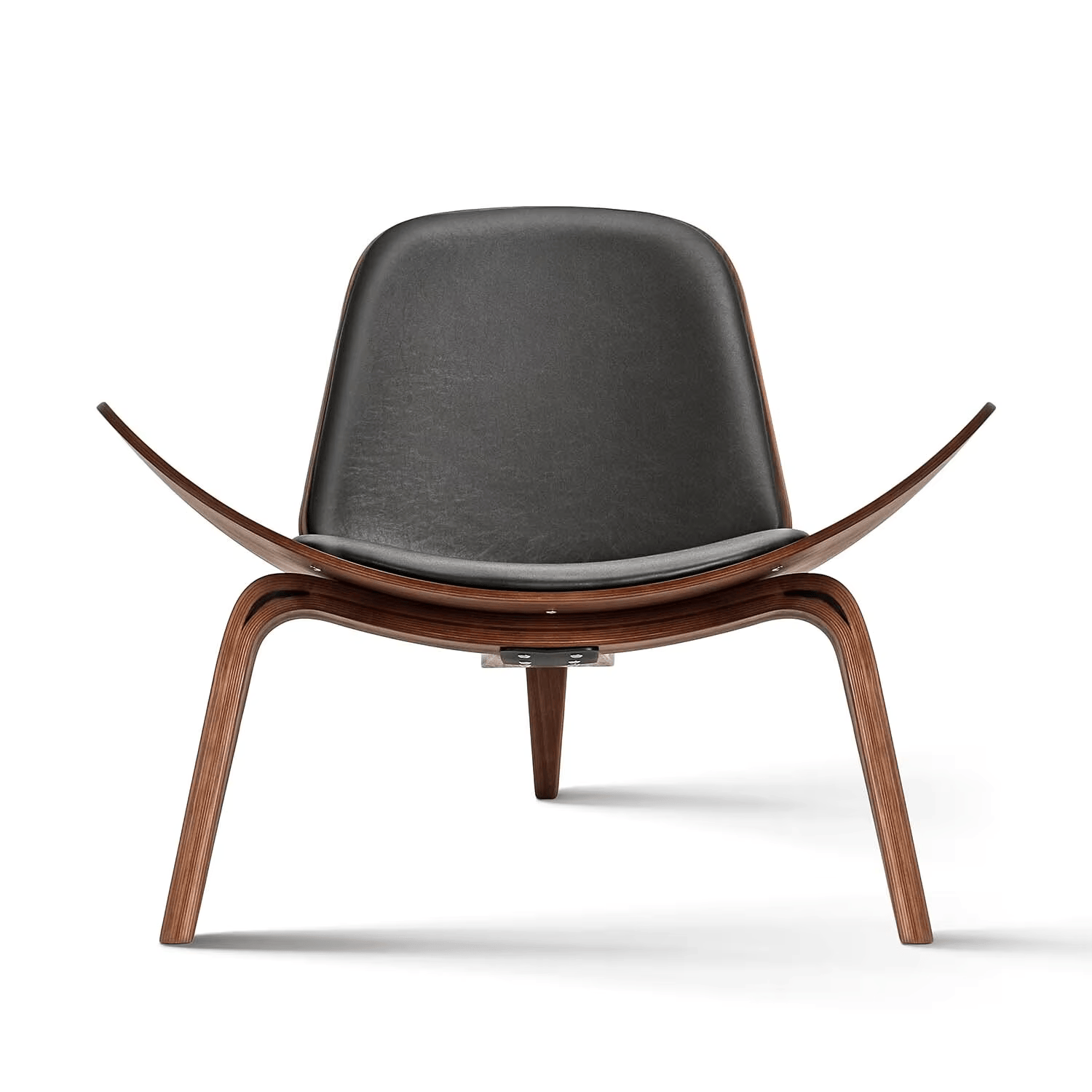 Mid-Century Modern Nordic Design Shell Chair in Black Walnut-3