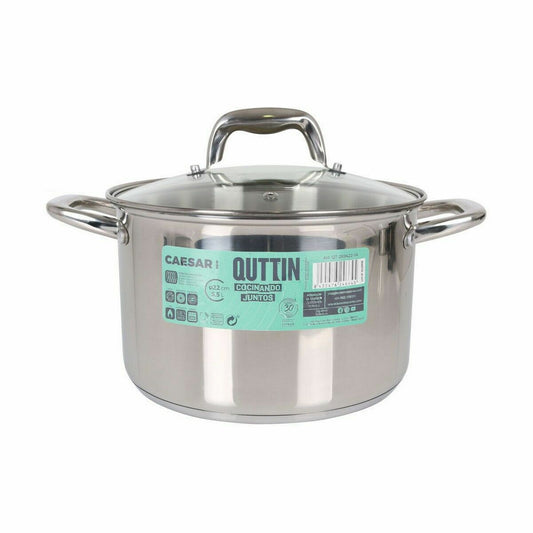 Pot with Glass Lid Quttin Caesar Steel ø 22 x 14,5 cm (4 Units)-1