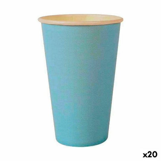 Set of glasses Algon Disposable Cardboard Blue 10 Pieces 350 ml (20 Units)-0
