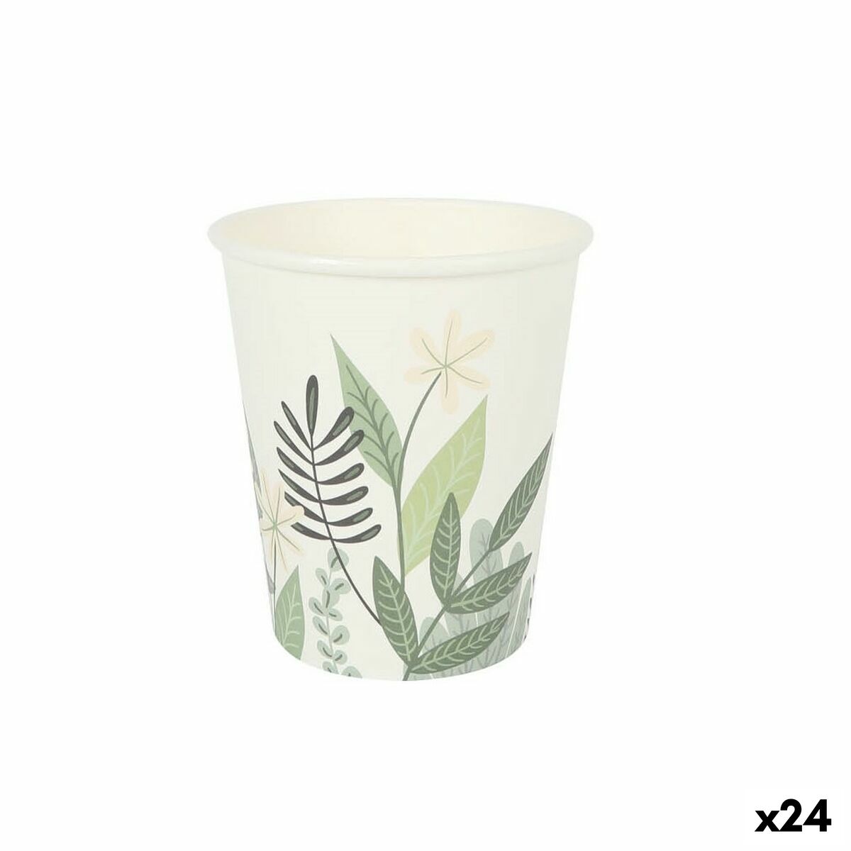 Set of glasses Algon Disposable Cardboard Floral 10 Pieces 250 ml (24 Units)-0