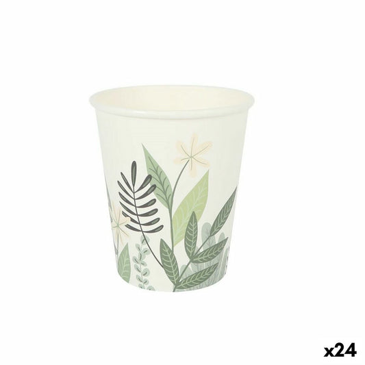 Set of glasses Algon Disposable Cardboard Floral 10 Pieces 250 ml (24 Units)-0