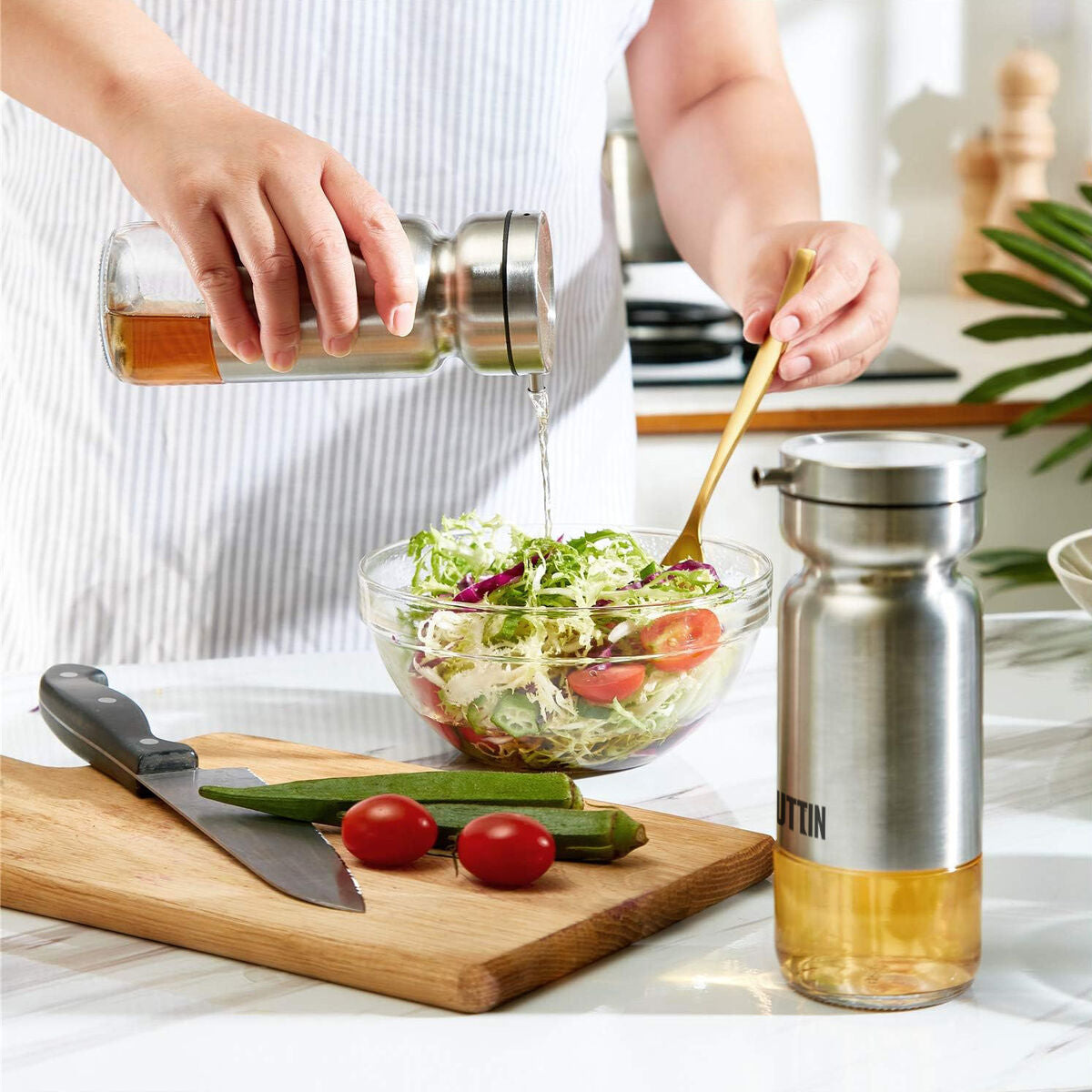 Cruet Quttin Transparent Silver Stainless steel 0,36 L (12 Units)-5