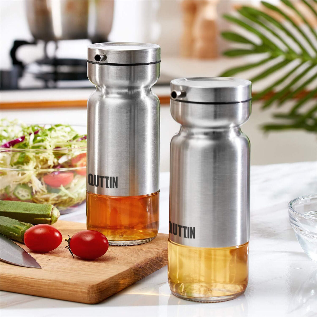 Cruet Quttin Transparent Silver Stainless steel 0,36 L (12 Units)-1