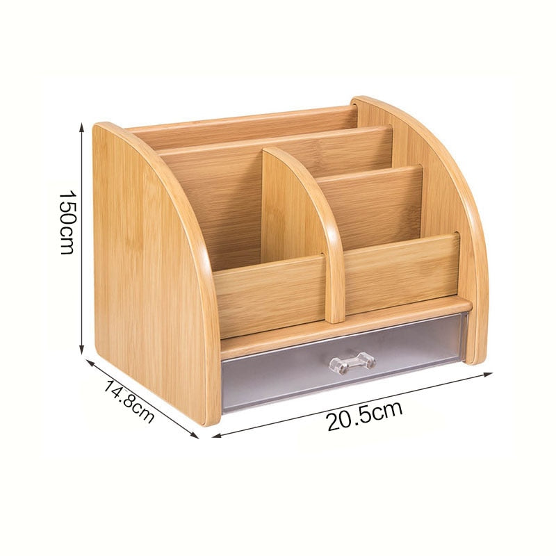 3 Grid Bamboo Remote Control Storage Box Stationery Remote Control Headphone Cable Cell Phone Desktop Storage Box Organizer-6