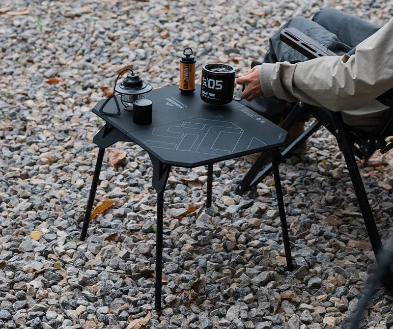 Ultralight Dual-Purpose Camping Adjustable Folding ABS Table Blac-3