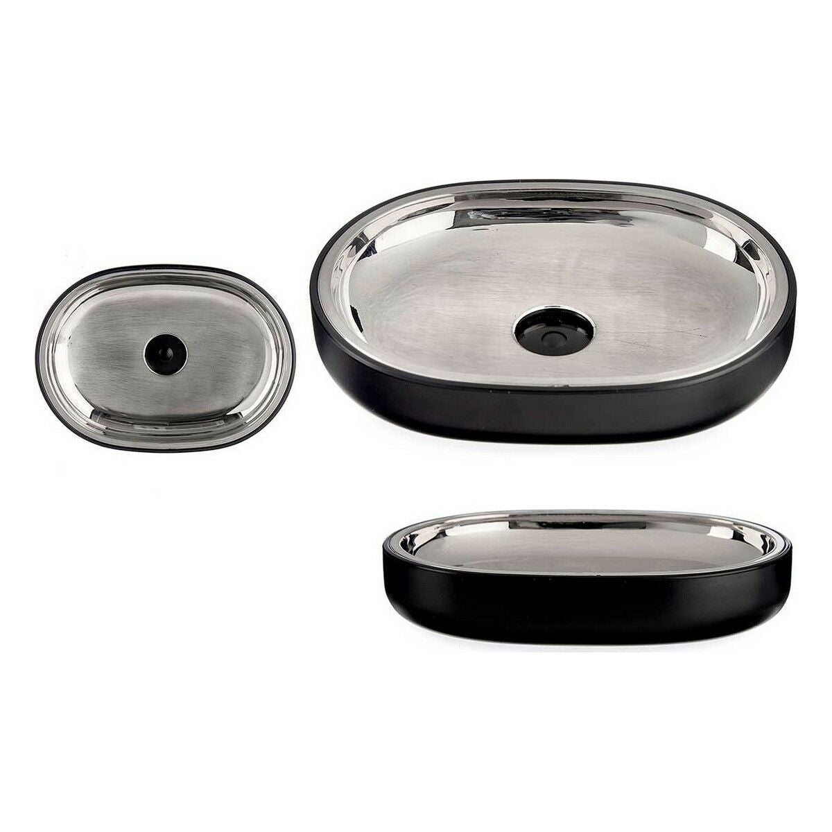 Soap dish Berilo BP15-004-1 BP15-004-1 Black Stainless steel Plastic 9,5 x 2,5 x 13 cm 13 x 2,5 x 9,5 cm (6 Units)-2