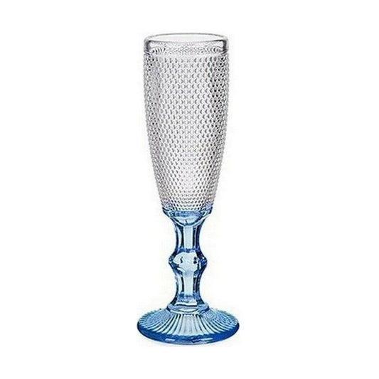 Champagne glass Vivalto PR05720ZD/BHA6 BLUE Blue Transparent Glass 180 ml Points (6 Units)-0