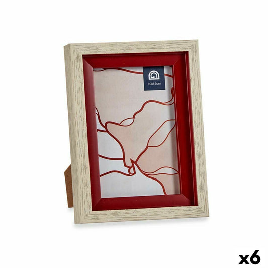 Photo frame Crystal Red Wood Brown Plastic (13,5 x 18,8 x 2 cm) (6 Units)-0